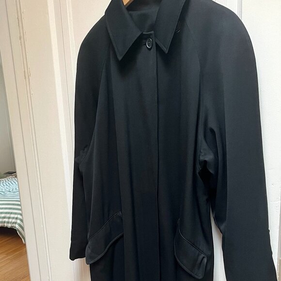 Large Black Trench Coat - Anne Klein 100% Wool - Picture 10 of 10